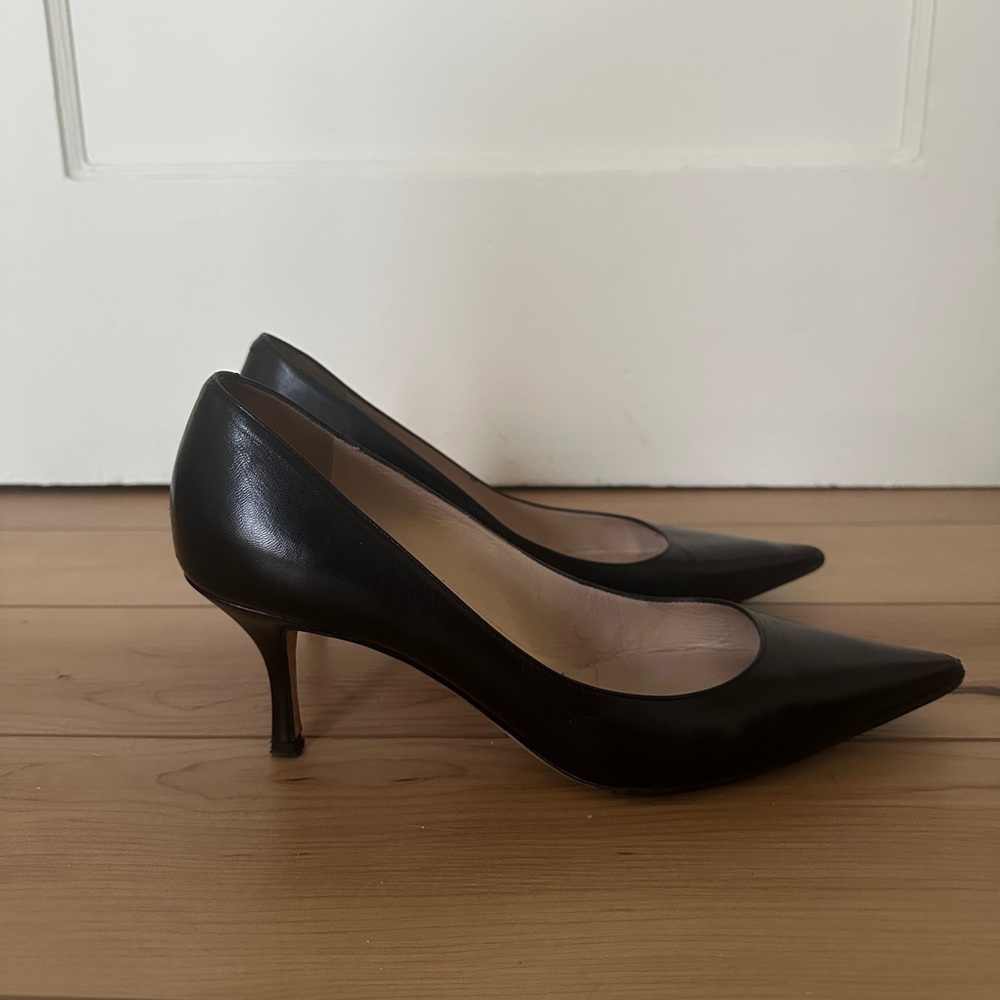 Jimmy Choo pointed toe black leather pumps size 10.5